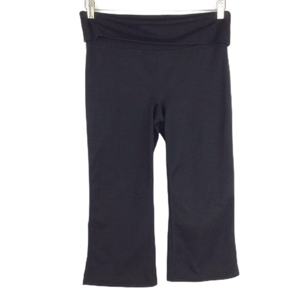 Xersion Womens S Slim Fit Capri Leggings Black Foldable Waist Band Hidden Pocket - Picture 1 of 11